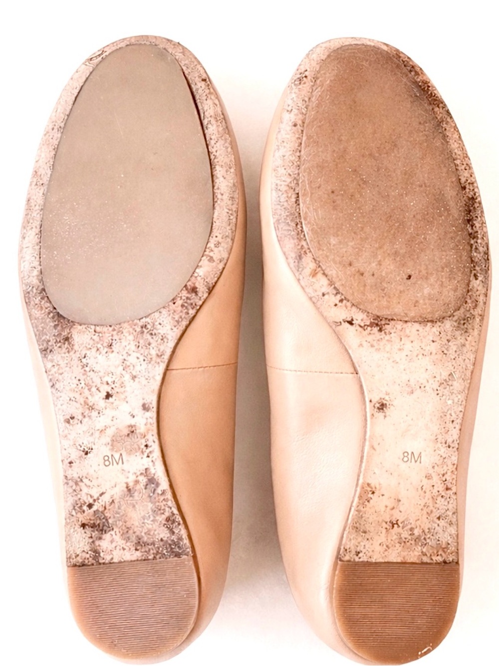 Tory Burch Ballet Flats Leather Logo Beige Size 8M - Picture 9 of 10